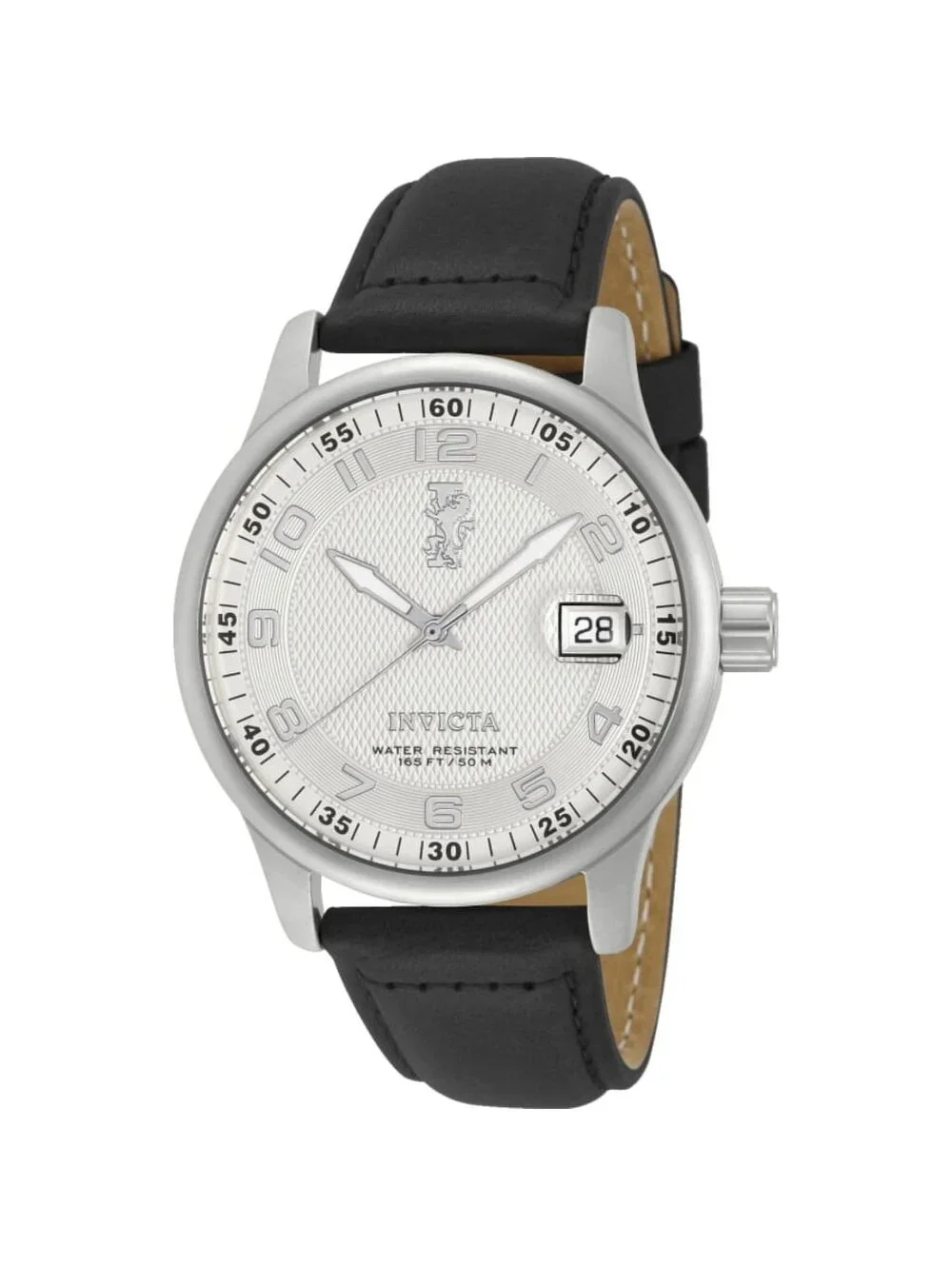 Invicta Quartz Watch - I-Force Silver Tone Dial Black Leather Strap, 44m (12823)